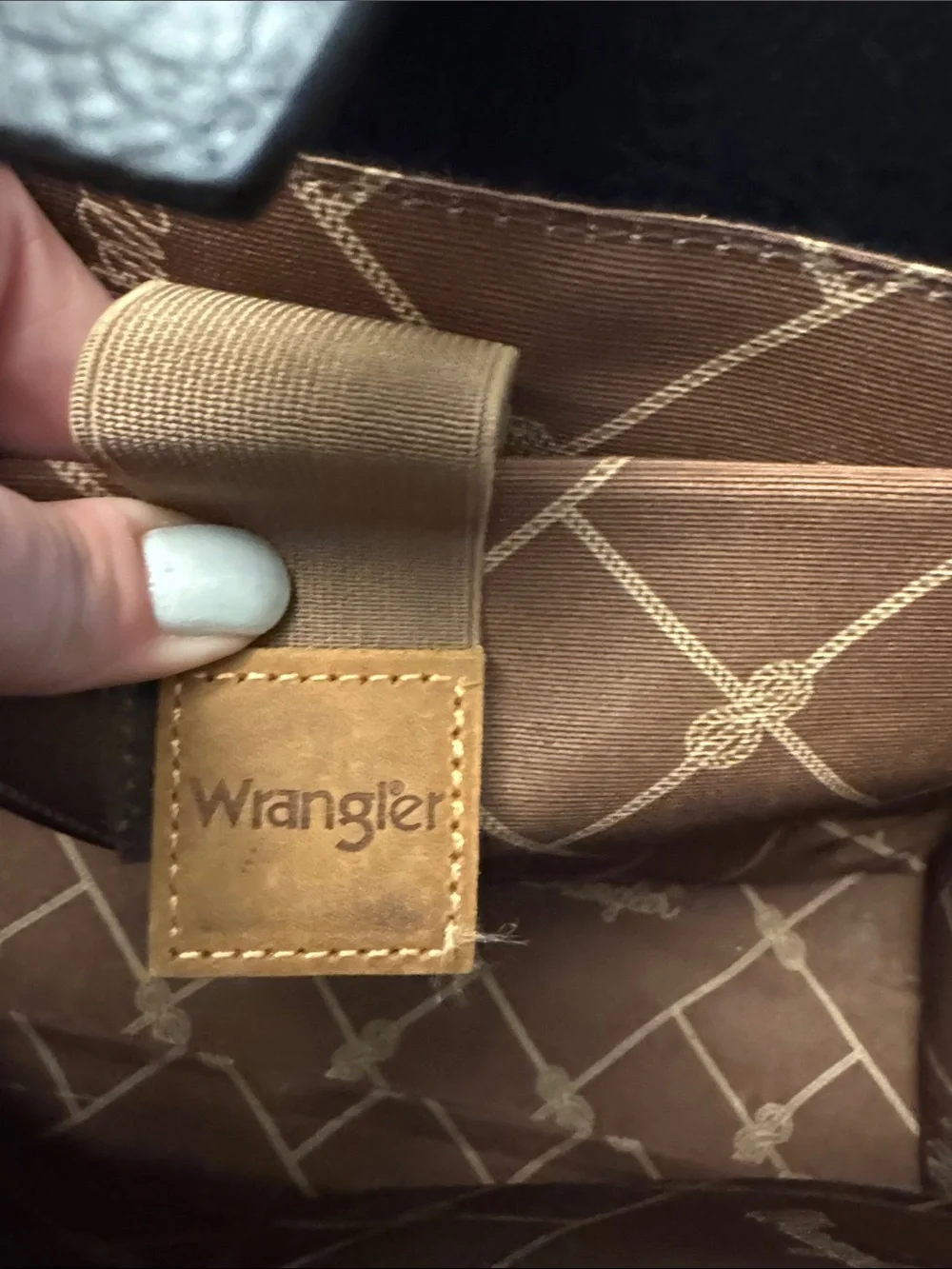 Wrangler Black Faux Leather Briefcase with Tan Patch